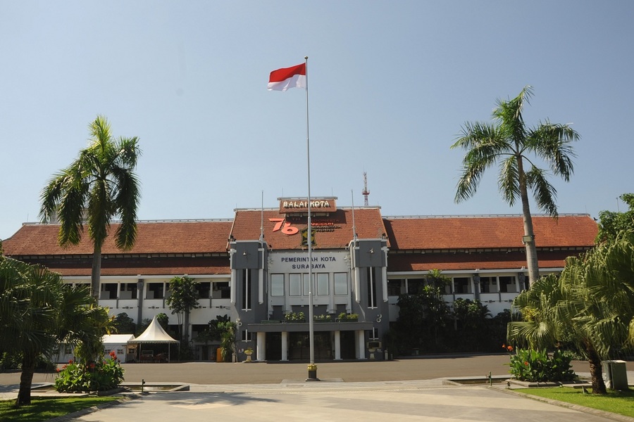Upacara HUT ke-76 RI di Balai Kota Surabaya Berlangsung Terbatas, Peserta Mengikuti Secara Virtual