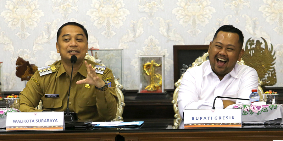 Bertemu, Wali Kota Eri dan Bupati Gresik Bahas UHC dan Infrastruktur Surabaya Raya